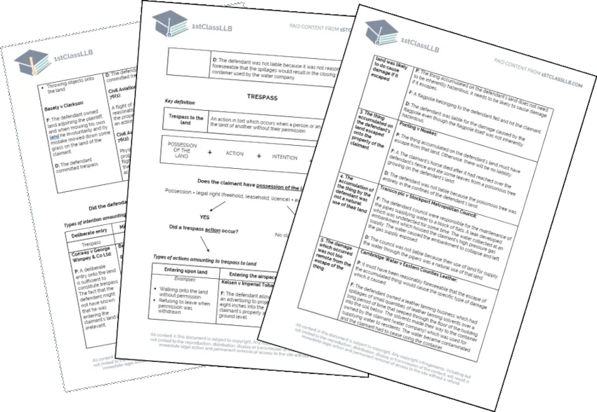 Pages from the Tort Law revision notes